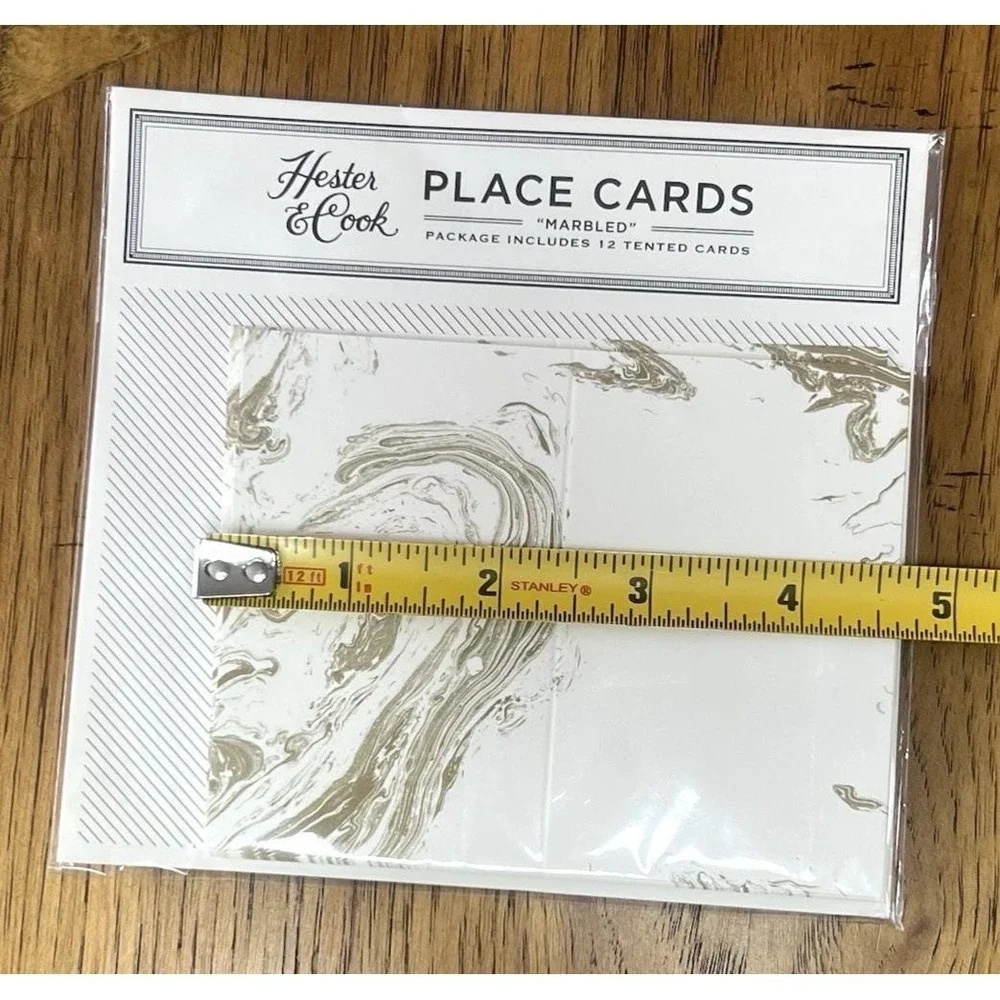 9 Packs New Hester & Cook 12 Name Place Cards Die Cut Gold Marbled HC086 108 Car